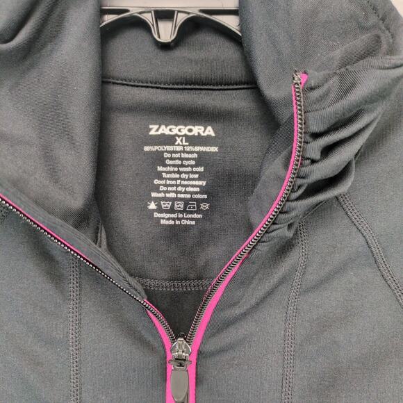 Zaggora Women's XL Athletic Performance Full Zip Jacket, Black Sports Training - Picture 5 of 6